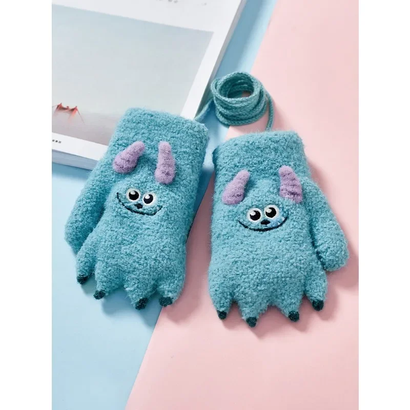 

Disney Mittens Kawaiii Anime Monsters, Inc Mike James P. "Sulley" Winnie Winter Cute Cartoon Fleece Warm Gloves for Kid Girl Boy