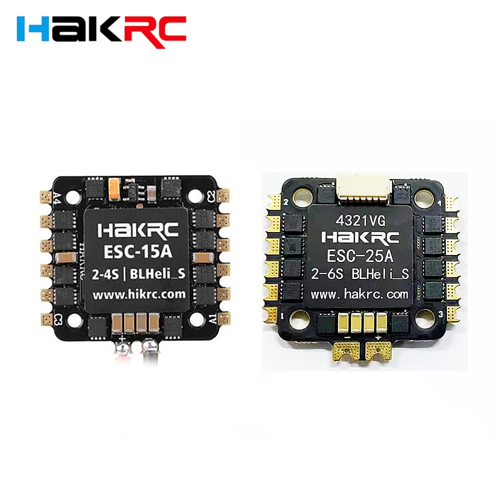 HAKRC BLHELI_S mini 15A/25A 4 в 1 бесщеточный ESC SILABS EFM8BB21F16G 2-4S поддержка Dshot600 Oneshot 20x20 мм для гоночного дрона RC FPV