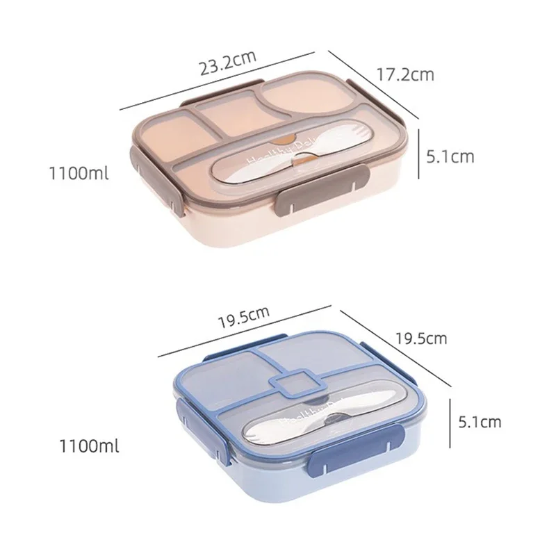 Leak Proof Bento Box 4 Compartment Food Grade Plastics Lunch Box