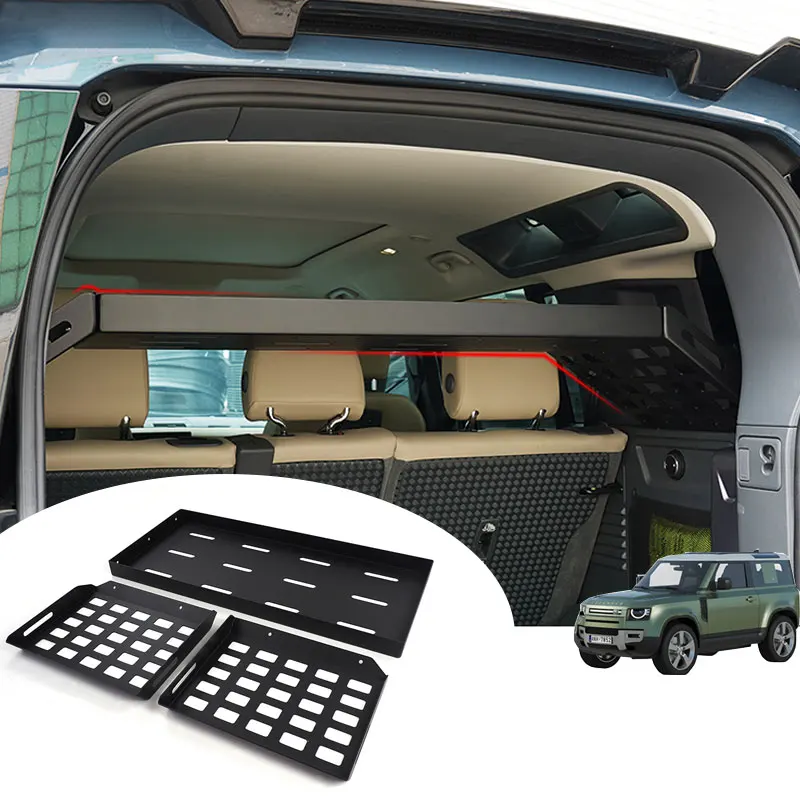 

Black Aluminum Alloy Car Trunk Storage Basket Organizer For Land Rover Defender 110 2020 2021 2022 2023 auto Accessories