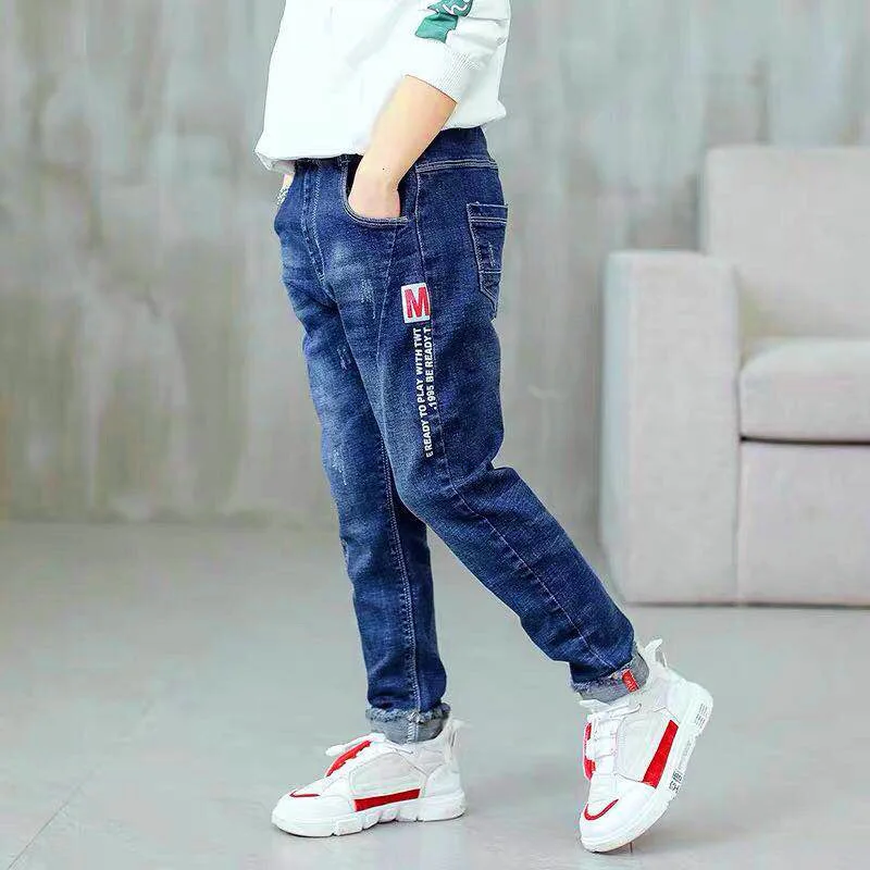 thumbnail image 1 of Pantalones vaqueros ajustados para adolescentes de 3 a 12 años, estilo informal, largos, para niños, regalo de cumpleaños, 1 of 5