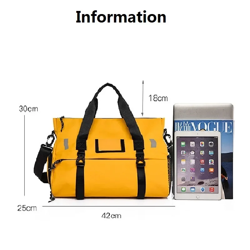Sports Bag For Women Gym Bag Dry Wet Swim Bags Large Waterproof Nylon Yoga Mat Bag with Shoe Compartent Light Weekend Travel Bag 6