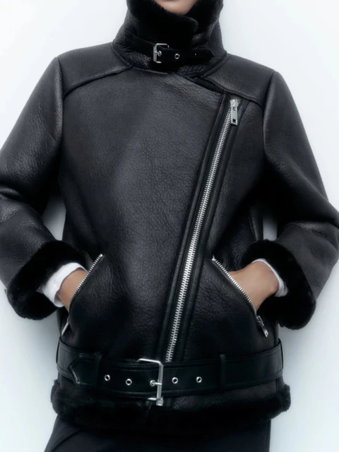 ZBZA Women Fall Winter New Fur Integrated Thermal Jacket Coat