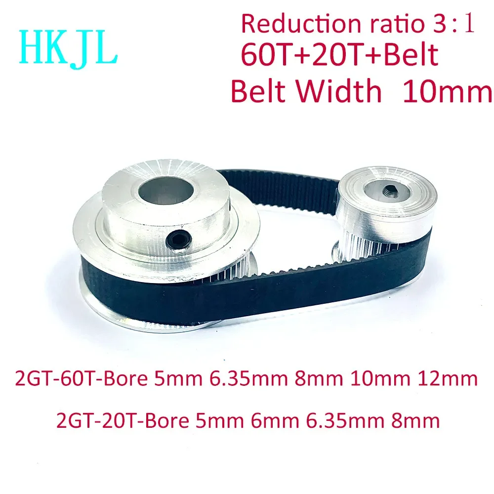

Timing Belt Pulley GT2 60 Teeth 20 Teeth Reduction 3:1/1:3 3D Printer Accessories Belt Width 10mm Bore 5&6.35&8&10&12mm