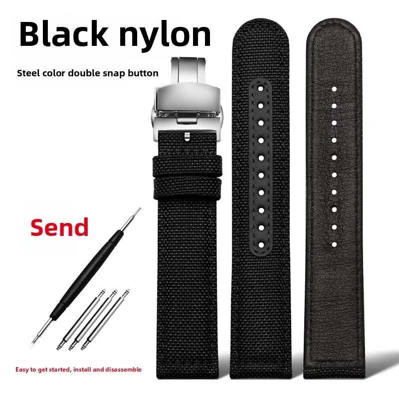 Nylon Canvas Strap - Waterproof Sports Watchband with Blue, Grey, and Khaki Options, 20mm-22mm