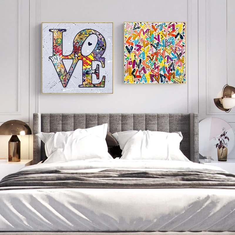 

Graffiti Heart Love Sign Canvas Painting Print Modern Wall Art Poster Colorful Abstract Picture For Gift Living Room Home Decor