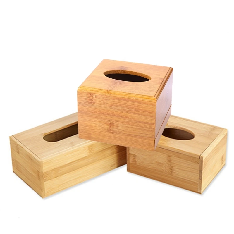 Bamboo Tissue Box Holder Storage Paper Tissue Box Cover Car Wood Napkins Holder for Case Organizer Home Decoration 3