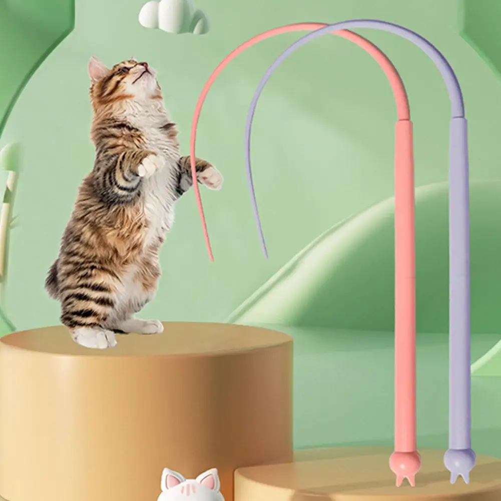 Hanging Cat Toy 2-Pack Cat Toy Wands With Replaceable Silicone Tails - Interactive Teaser Toys For Indoor Cats Silicone Tail Teaser