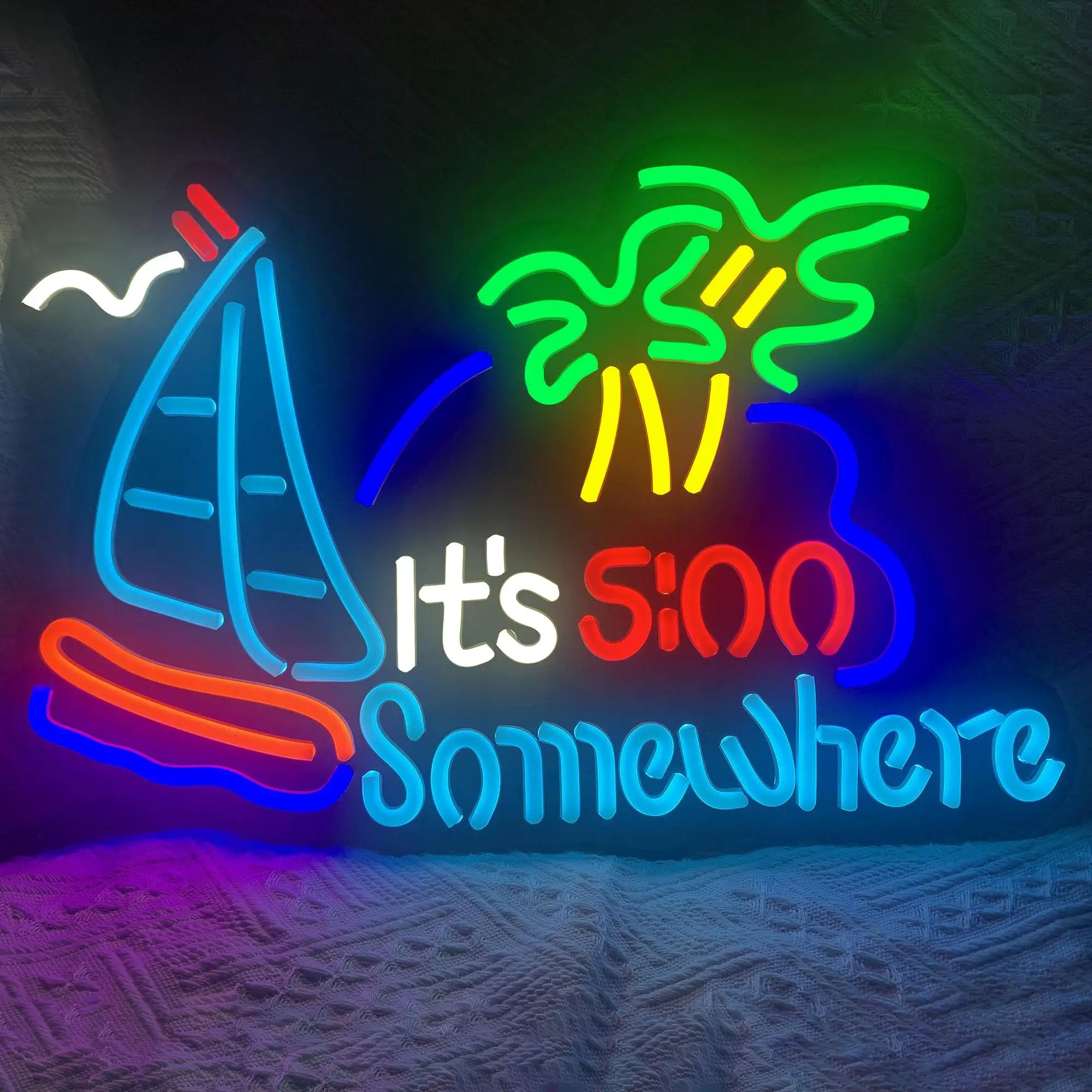 

It's 5:00 Somewhere Neon Sign USB LED Neon Light Sign for Wall Decor Bedroom Man Cave Home Beer Bar Party Decor Gift Night Light