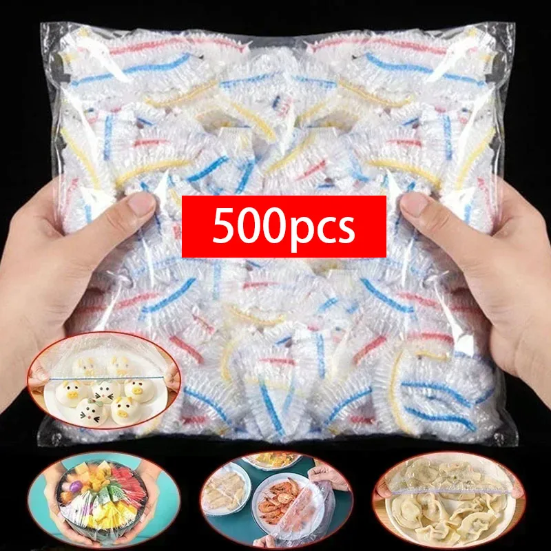 Food Cover Disposable Food Cover Bag Wrap Plastic Bag Elastic Food Bowl Protective Covers Fruit Vegetable Storage Fresh Keeping Bags
