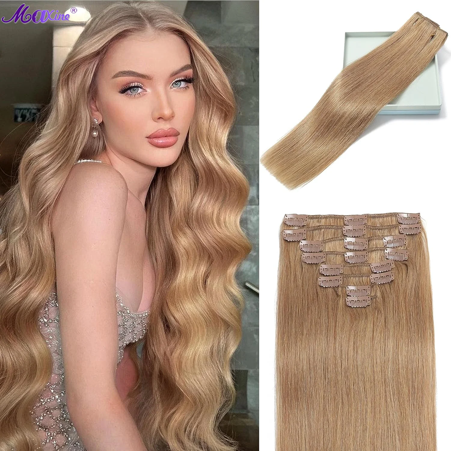 

8 шт./комплект, натуральные человеческие волосы для наращивания, 120 г, 27 #