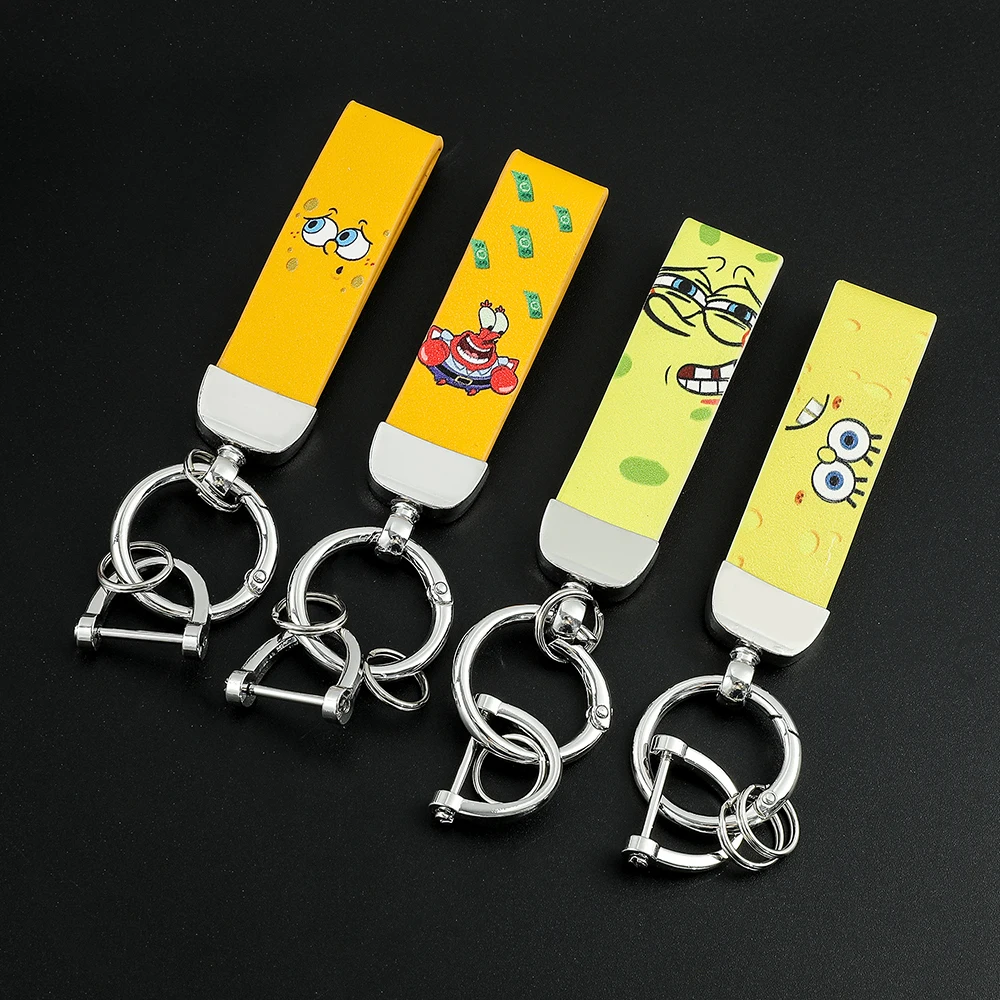 Cartoon Anime Spongebob Squarepants Portachiavi In Pelle Kawaii Patrick Star Plankton Portachiavi Per Uomo Zaino Ornamento Giocattolo Regali