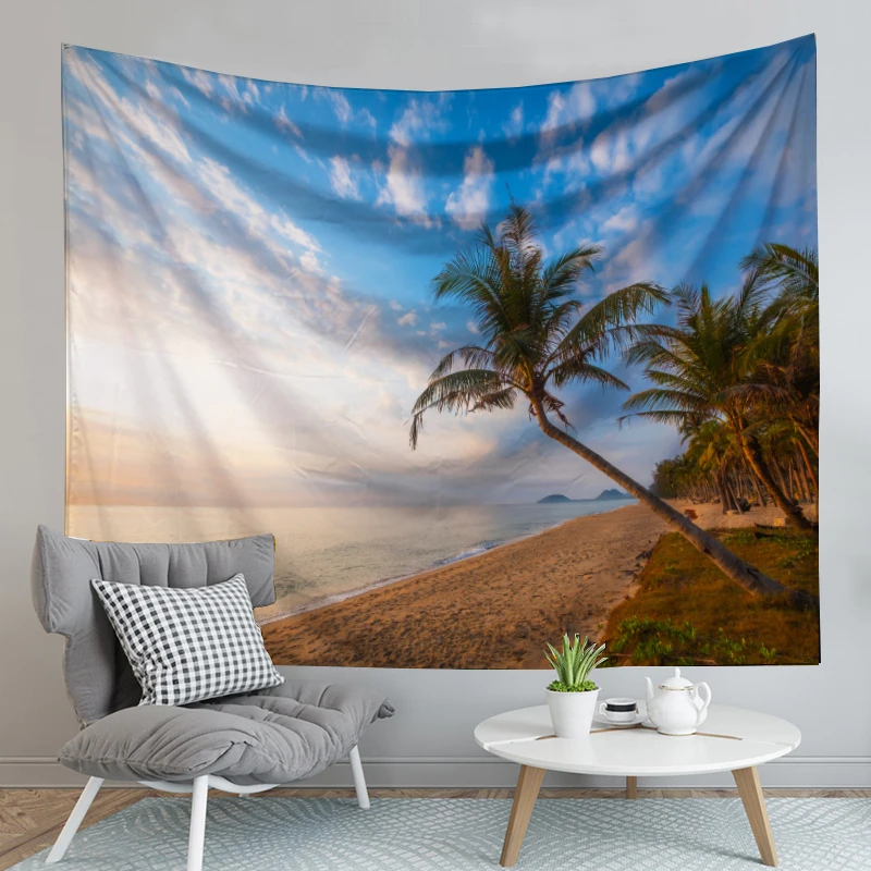 

Landscape Tapestry Blue Sea Beach Wall Hanging Home Decor Yoga Mat Towel