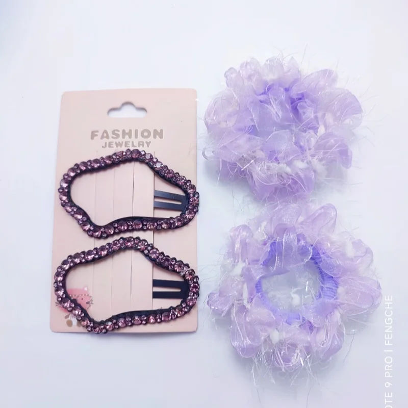 Große BB Clip Set Sommer Neue Blume Haar Krawatten Strass Haar Clips Pferdeschwanz Haar Seil High-end-Darm Haarband hohe Elastische – Detail 11