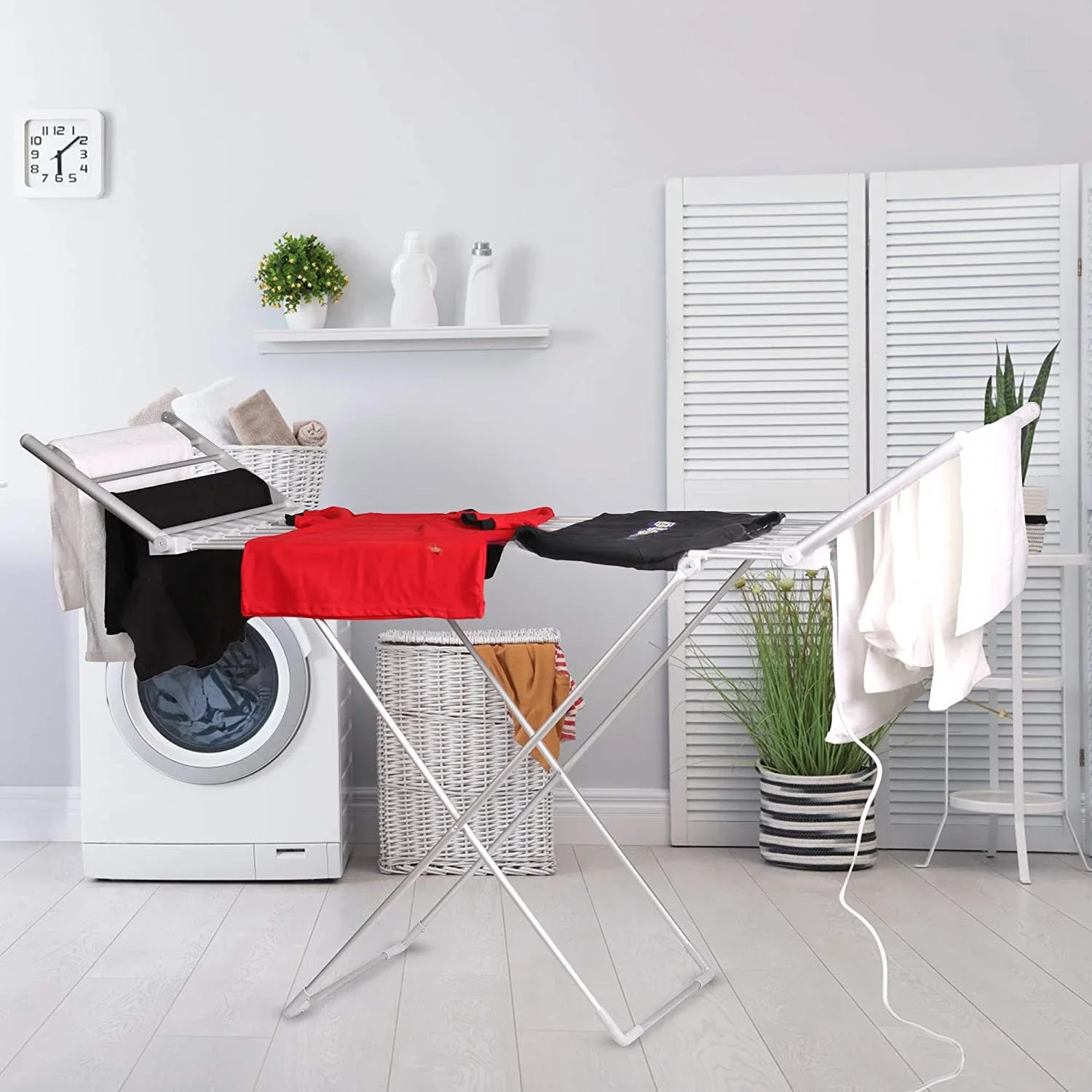 Electric Heated Clothes Dryer Folding Energy-Efficient Indoor Airer Wet Laundry  Drying Horse Rack, White - AliExpress