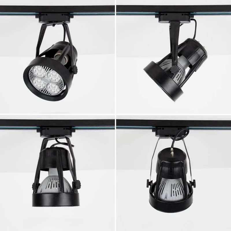 PAR30 LED E27 Track Light Bracket Base 2-Wires Rail Ceiling Lamps Holder Clothing Store Living Room Replaceable Spotlight Socket 5