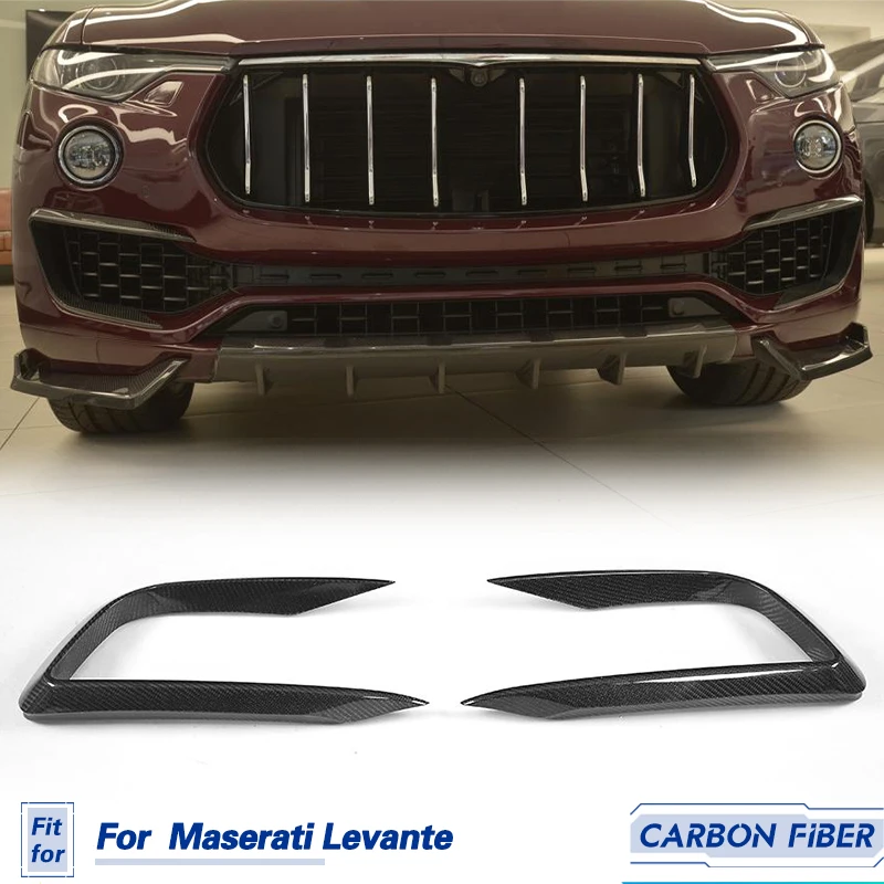 

Car Front Bumper Vent Trims Carbon Fiber For Maserati Levante 4-Door 2016 2017 Racing Front Bumper Fog Lamp Canards Splitters