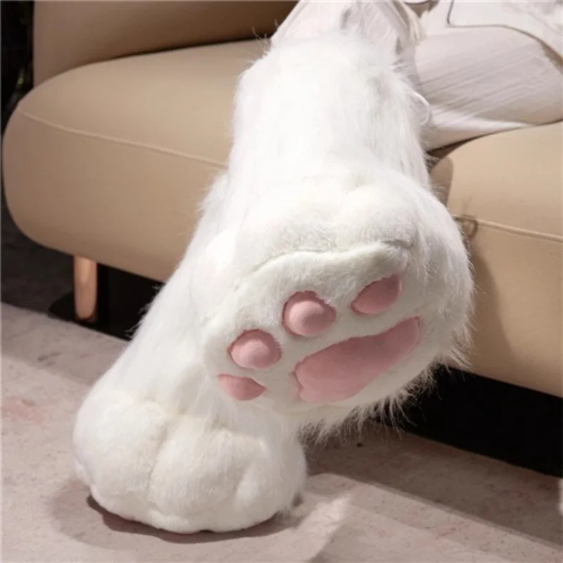 Ultra Soft Plush Fursuit-KIG Paw Pad Slippers Anti-Skid Slip-On Indoor Shoes with Hoof Detail Warm Winter Footwear for Men Women