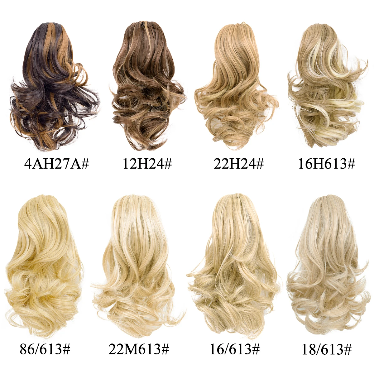 Synthetic Hair Short Wavy Ponytail Hair Extensions 12" Claw Clip On Ponytail For Women