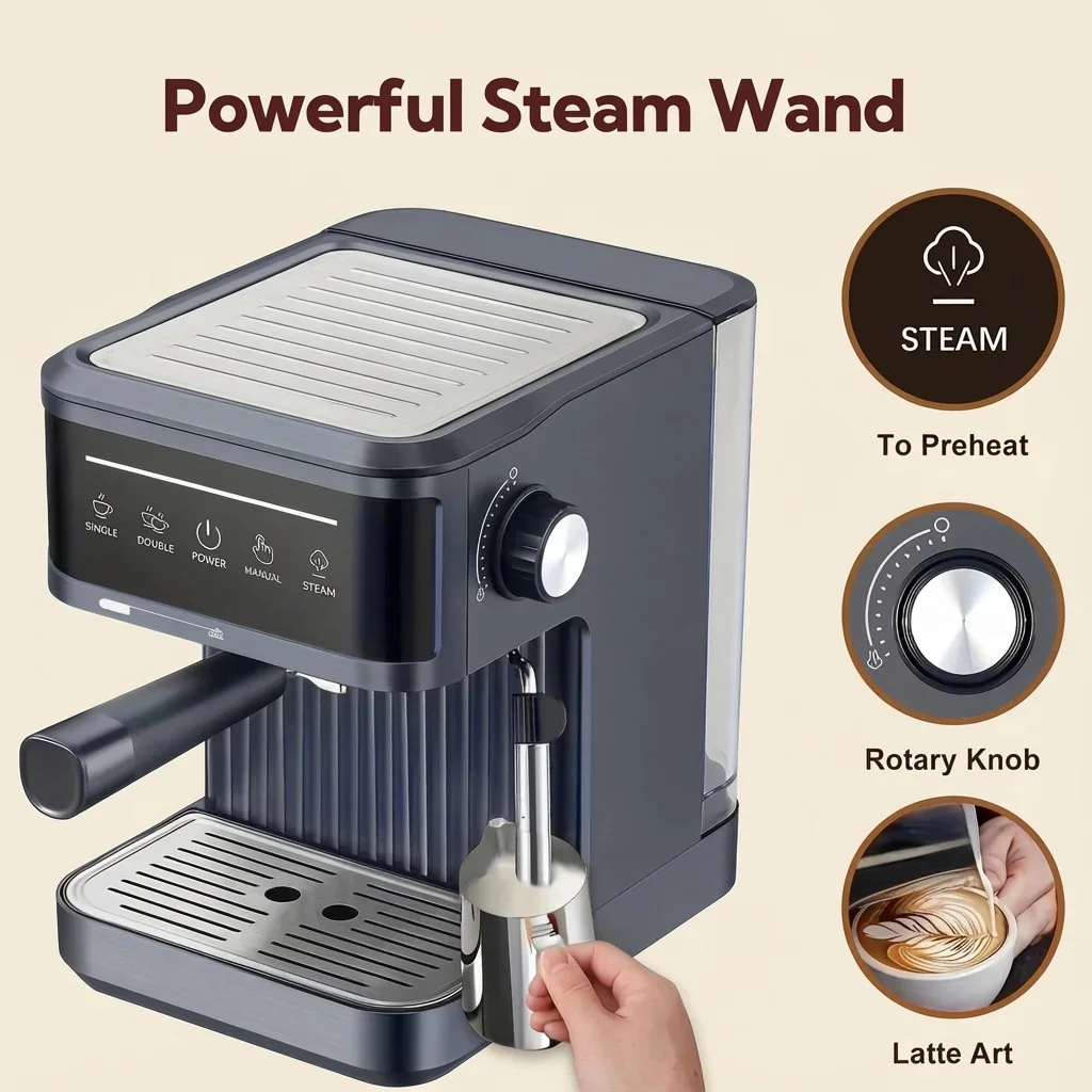 110V 220V 1.8L Espresso Machine Italian Coffee Machine Home Small Semi-Automatic 20Bar Coffee Machine Milk Foam 2