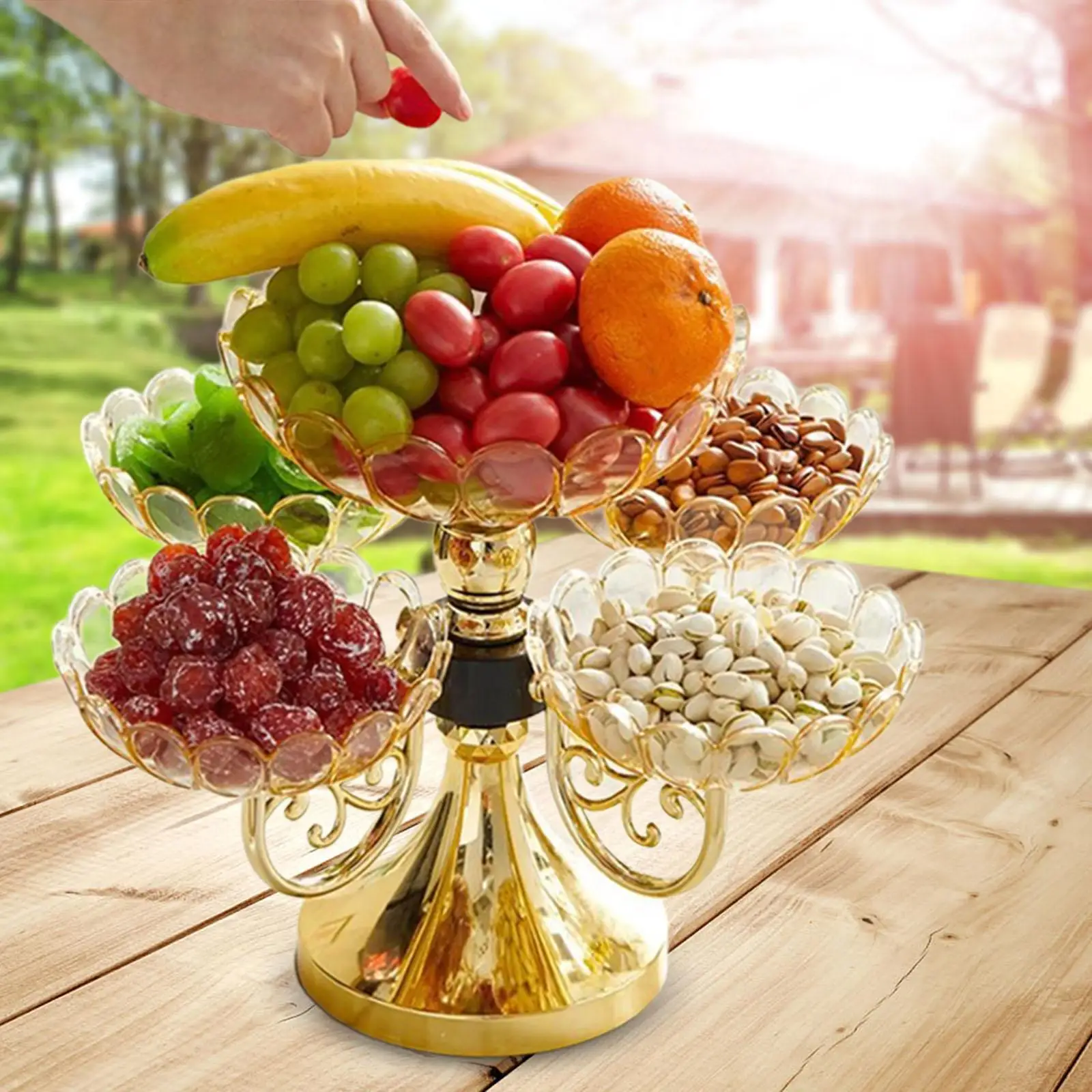 Flower Snack Dessert Plate Fruit Bowl Light Luxury with 5 Bowl Dried Fruit Plate for Cafe Household Office Wedding Living Room 3