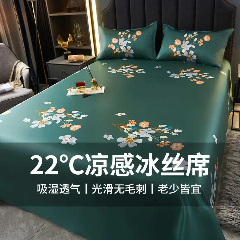 

Home Textile Flat Sheet Ice Silk Bed Cover Boy Kid Girl Bedding Linens Set King Queen