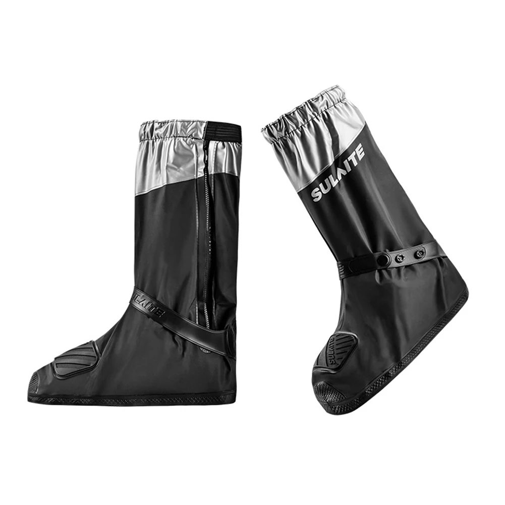 Couvre-chaussures imperméables pour bottes de pluie – Antidérapantes et  réutilisables pour moto, équitation, camping, pêche, couvre-chaussures  complets avec réflecteur latéral zippé (M), Noir : : Mode