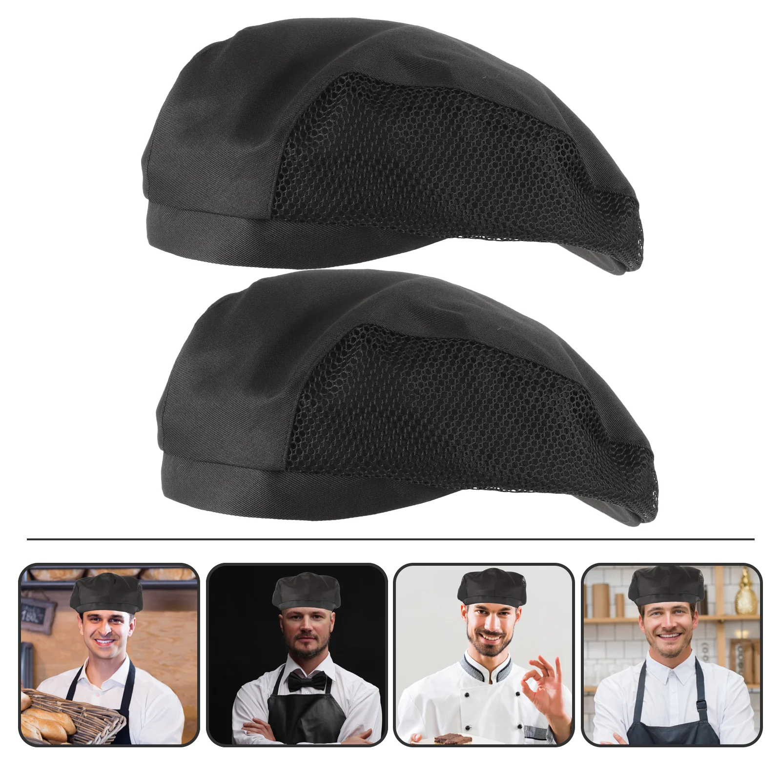 Cap 2 Pcs For Men Waiter Chef Hats Hairnets Work Women Berets Polyester Cotton Worker Cap chef hats