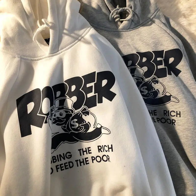 

Cartoon Creative Printing American Hiphop Hooded Sweater Men and Women Jacket Thin Loose Casual Wild Couple Tops Sweatshirts