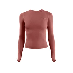 Women's Long Sleeve Yoga and Workout Top - Comfortable Fitness and Running Shirt - M (Caramel)