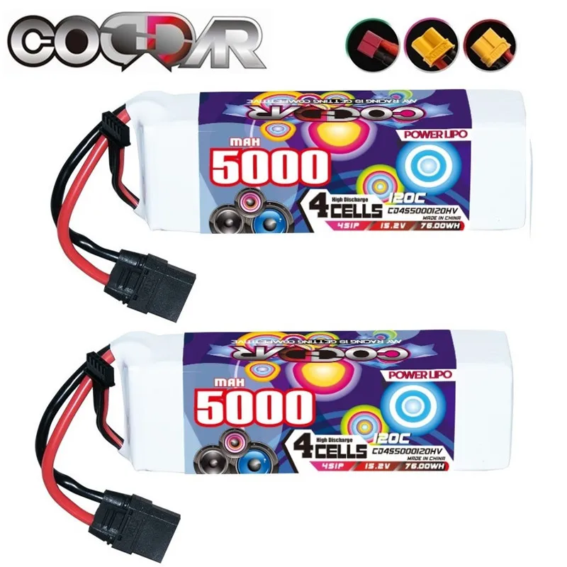 

CODDAR 4S 5000mAh 15.2V 120C Lipo Battery For FPV Drone RC Quadcopter Helicopter Airplane Hobby Boat Rechargeable Battery