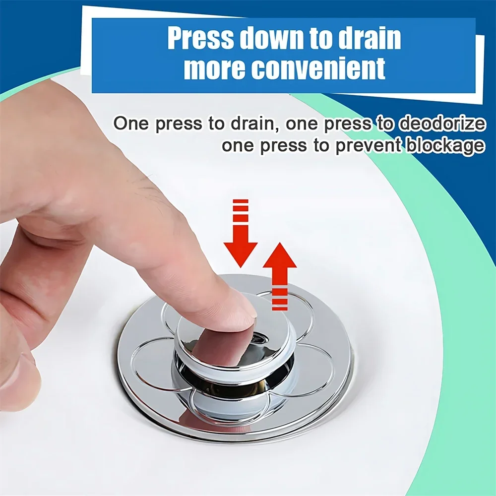 Drain Filter Drain Strainer Drain Stopper Basin Drain Stopper Hair Catcher Stopper Basin Sink Drain Bathroom Sink Stopper Bathroom Sink Plug Washbasin Drain Plug Bathroom Sink Drains Stainless Steel Pop-Up Bounce Core Basin Drain Filter Hair Catcher Shower Sink Strainer Bath Stopper Tools