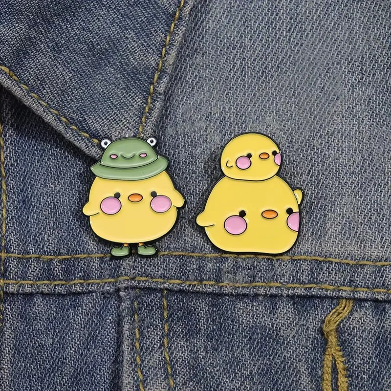 Enamel Pins Cute Yellow Duck Cartoon Cowboy Duck with Knife Animal Collection Brooches Lapel Badge For Friends