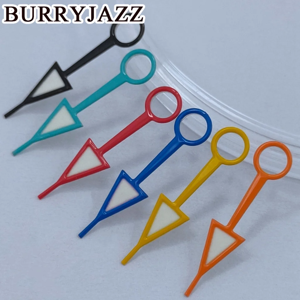 Burry jazz nh34 gmt Uhrzeiger silber blau rot orange grün schwarz roségold Zeiger grün leuchtend – Detail 8