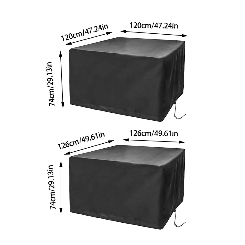 210D Outdoor Waterproof Dustproof Oxford Fabric Square Table Cover Furniture Cover Patio Garden Black Furniture
