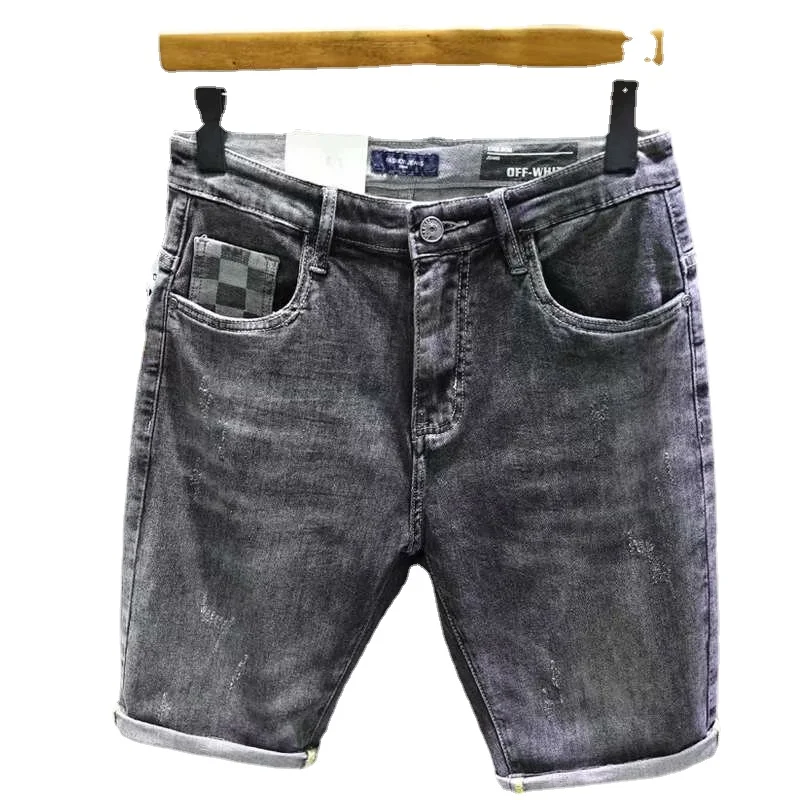 Slim Jeans Summer Stylish Designer Men's Clothing Vintage Grey Short Pants Cheap Brand Men's Clothing