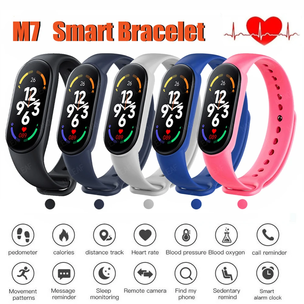 For Mi Band 7 Smart Watch Men Women Fitness Bracelet Tracker Heart Rate Monitor Waterproof Children Sport Smart Band Reloj Mujer lokmat zeus 2 smartwatch 1 69 tft full touch screen gps sport bracelet heart rate blood oxygen monitor green