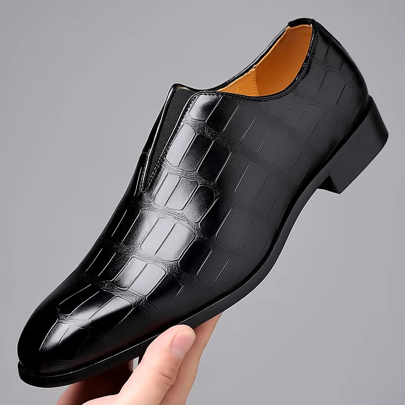 

Business Men's Shoes Stone Pattern Casual PU Leather Shoes Breathable