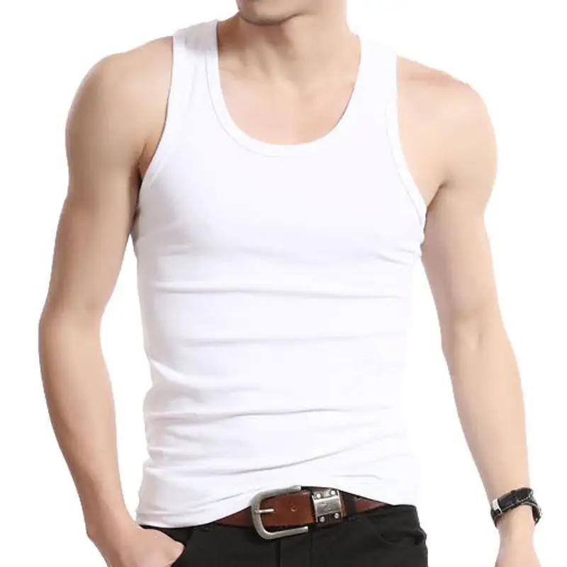 Casual Elastic Men's Vest Summer Thin Breathable Loose Fitness Vest Men's Sports Sweat Absorbing Vest Solid Color Vest Wholesale