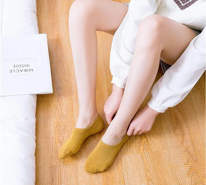 5-teiliges Damen-Socken-Hausschuhe-Set, einfarbig, Sommer, dünn, atmungsaktiv, unsichtbar, Bootssocken, rutschfestes Silikon, keine Show, kurze Socken – Detail 14