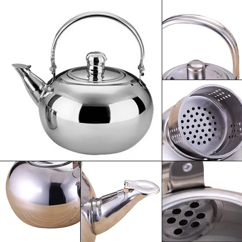 Folding Kettle Portable Folding Kettle Whistling Teapot Stainless Steel Kettle Heat Resistant Handle Stovetop Portable Camping Coffee Pot Teapot With Filter