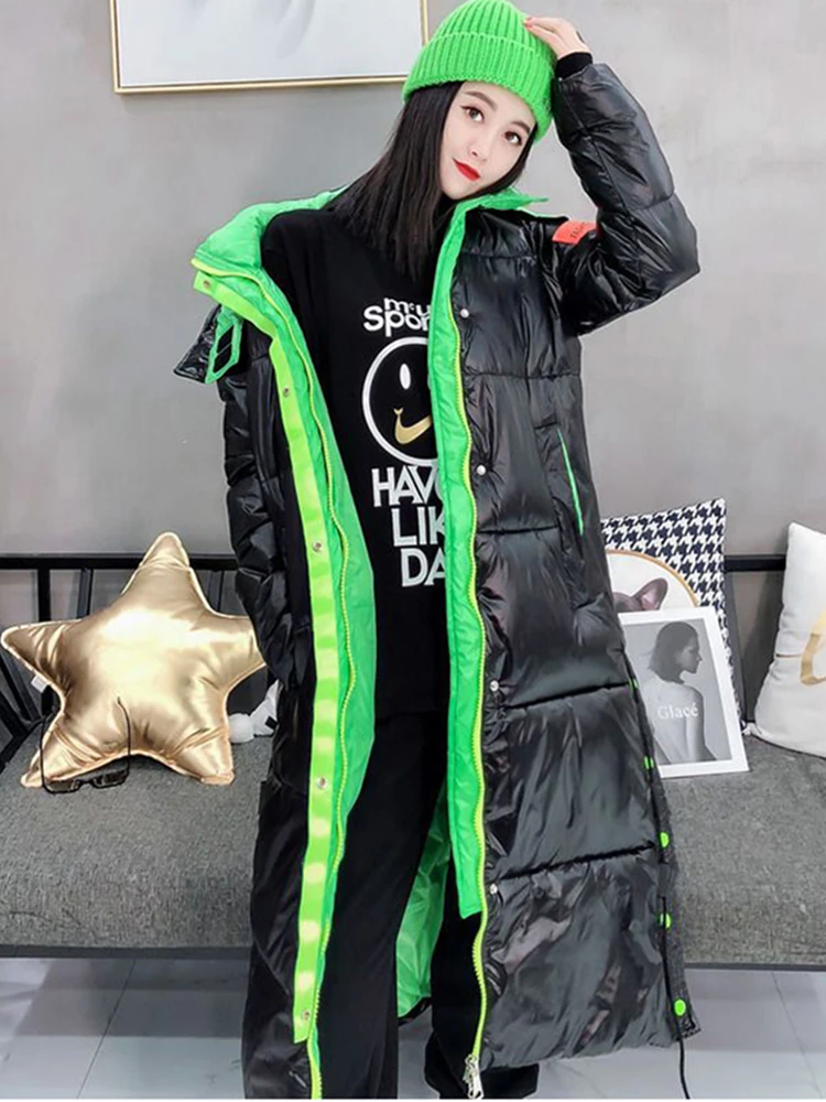

-30 Degrees Winter Thick Warm Parkas Coat Women Down Jacket Female Loose Cotton Long Hooded Down Jacket Windproof Coat Outwear