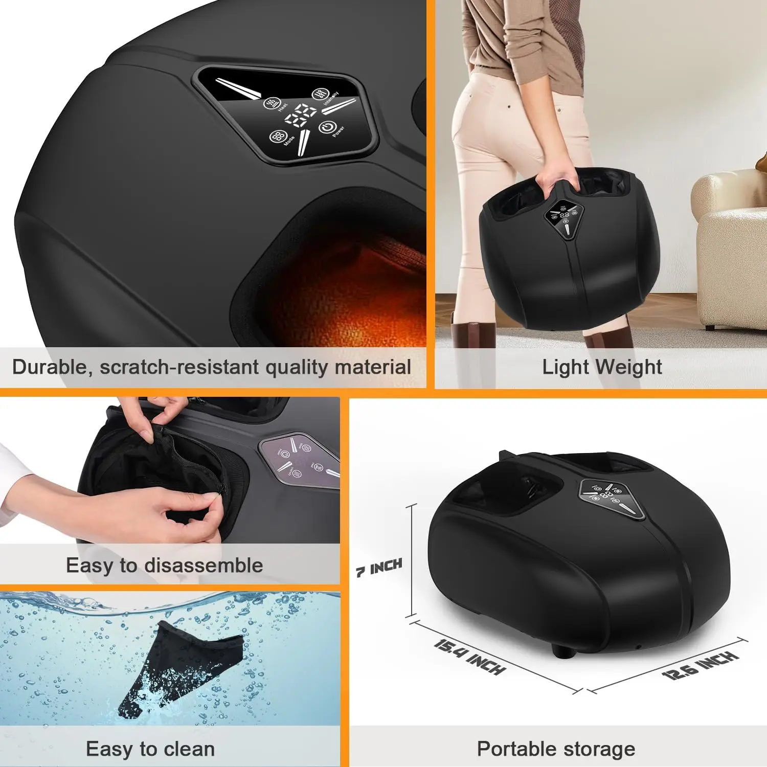 Electric Foot Massager with Heat and Compression for Relief