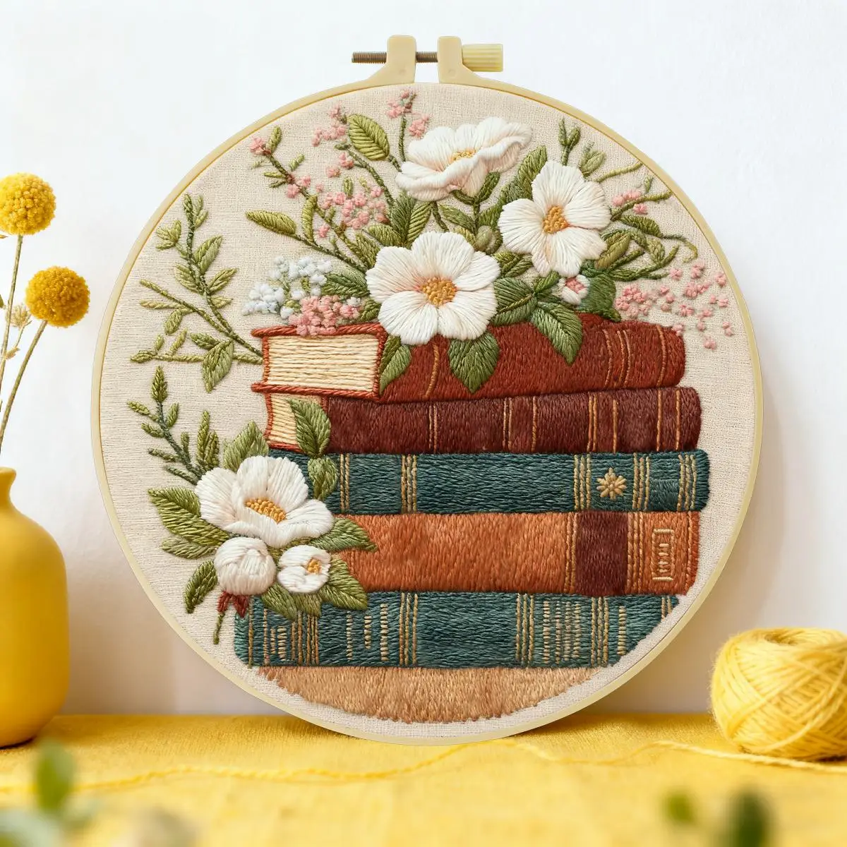 1 Stück 20X20CM/15X15CM 7,87/6,3 Zoll Buch-Stickerei-Starter-Kit DIY-Kit DIY-Stickerei-Set für Anfänger