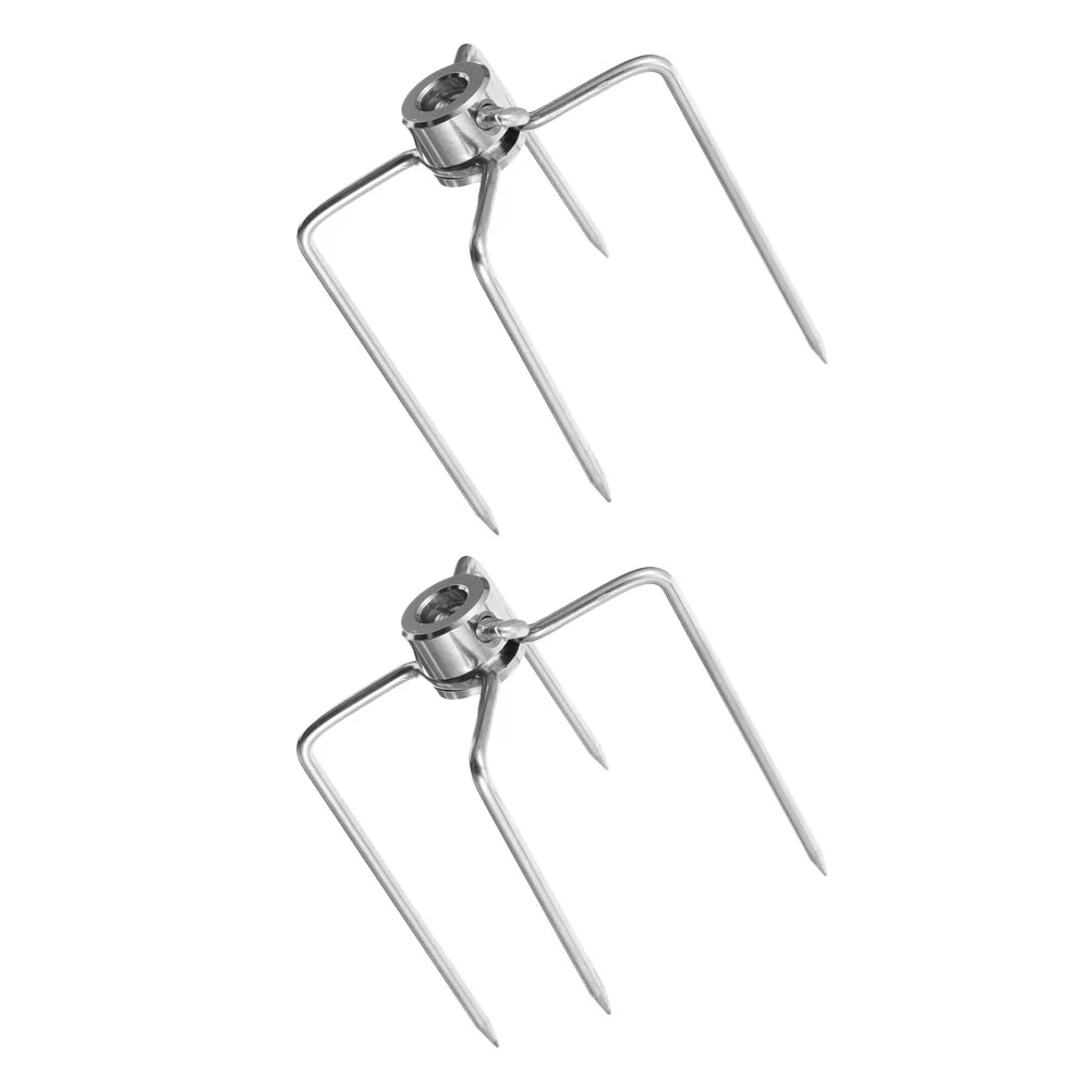 

2 Pcs Barbecue Fork Skewer Rotisserie Prongs Meat Forks Food Grade Accessories Spit Rods Iron BBQ Rotating Sticks