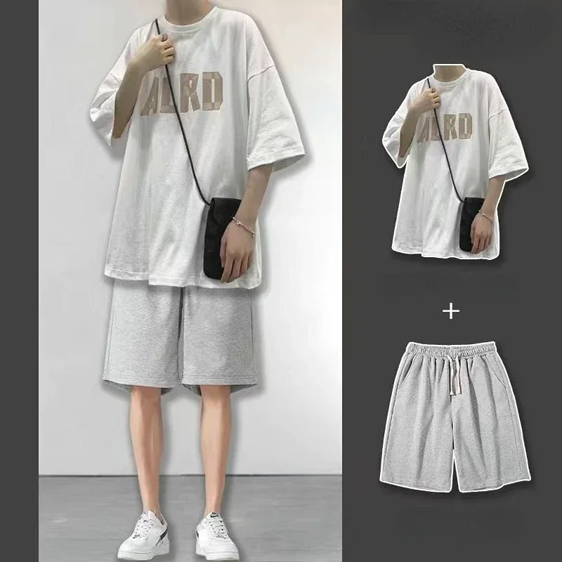 thumbnail image 1 of Chándal Estampado Ropa de Hombre Ropa Deportiva Trajes Deportivos Camiseta Blanca Hombre Conjuntos de Pantalones Cortos con Alfabeto Camiseta de Manga Corta Genial Xl, 1 of 5