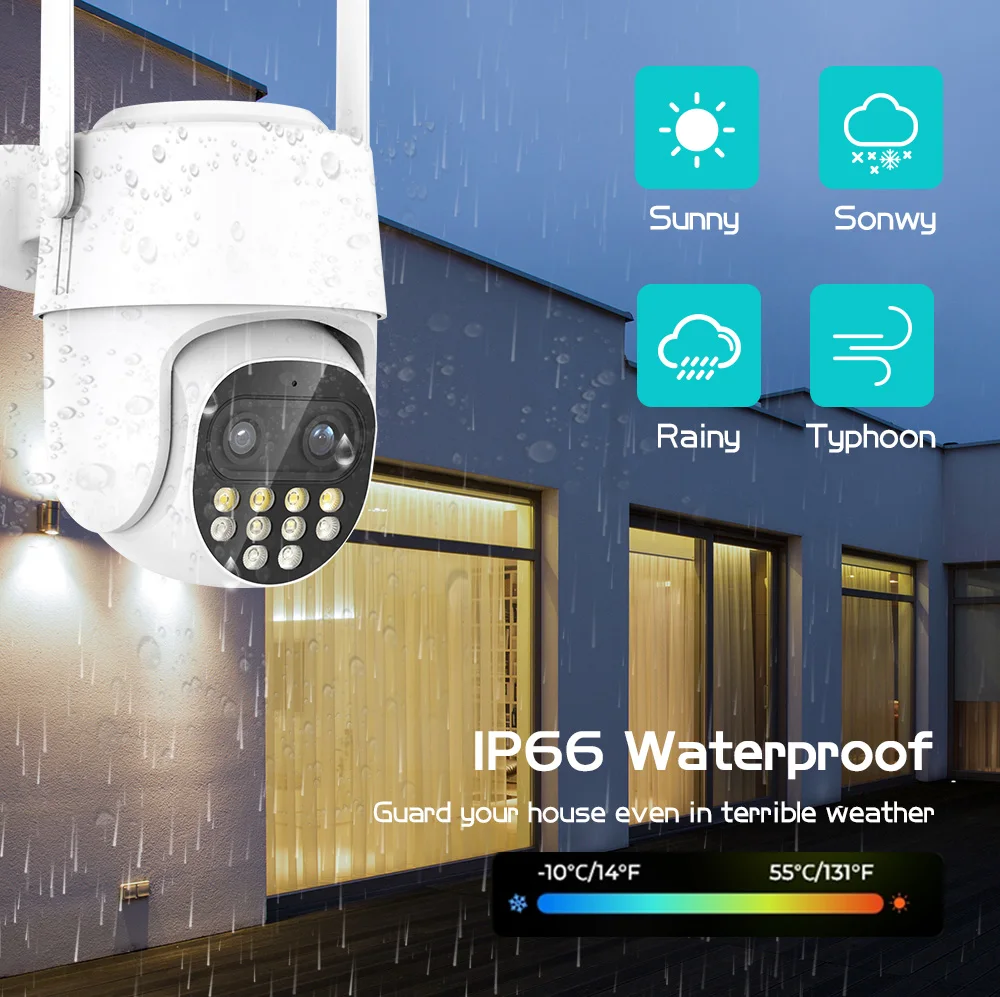 Cámara de seguridad 2K para exteriores y hogar, cámaras de seguridad WiFi  para exteriores, visión panorámica de 360°, cámaras de vigilancia domo de