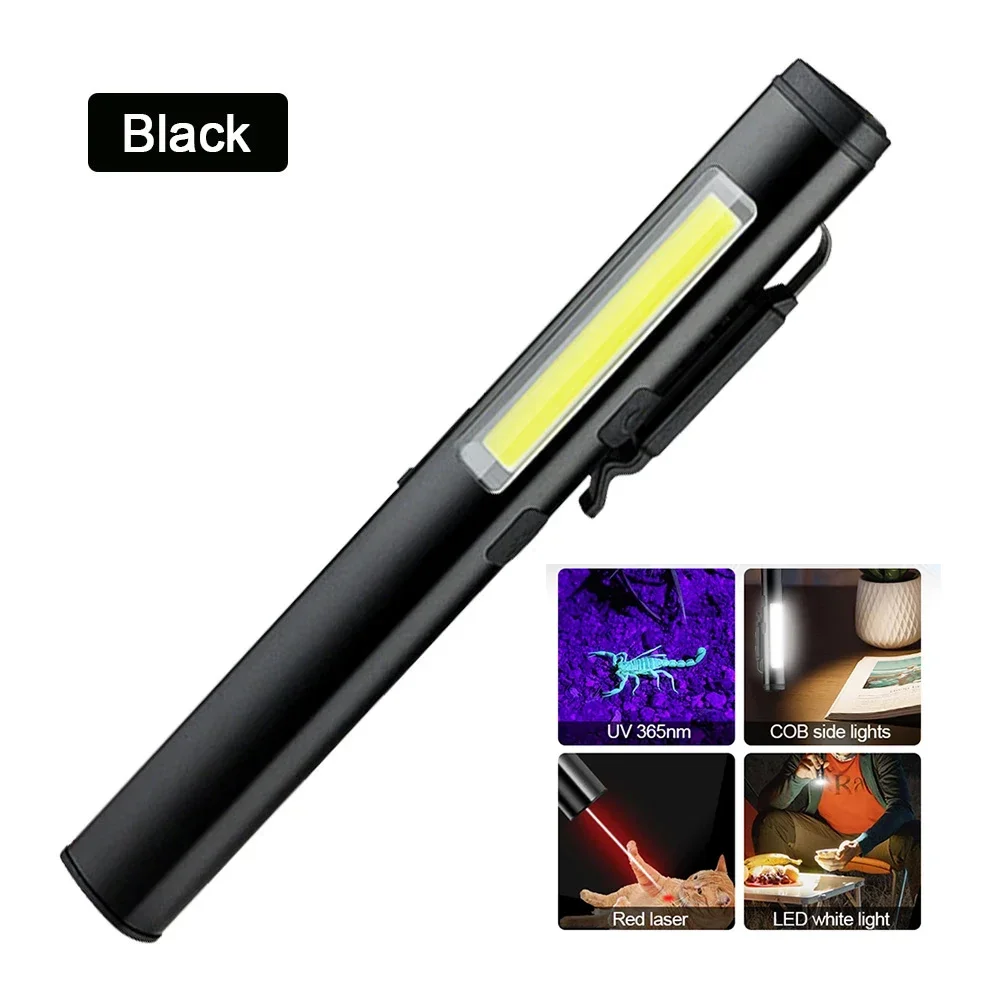 ตัวเลือกสินค้า ไฟฉาย USB 4-in-1 พร้อมแสง UV คลิปหนีบพกพาสะดวก