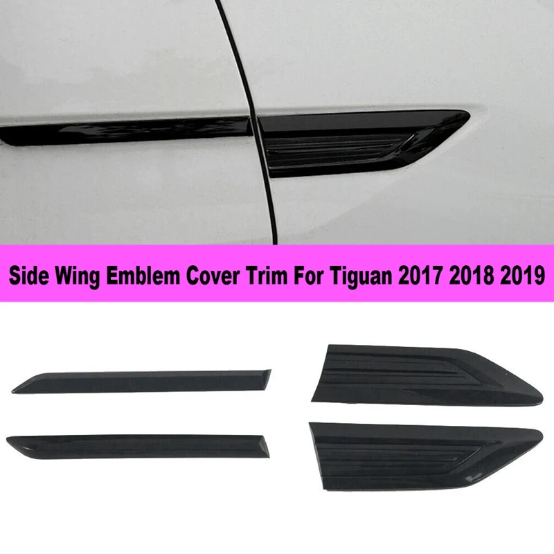 4PCS Seite Flügel Emblem Abdeckung Trim Aufkleber Auto Exterior Styling  Side Flügel Fender Für-VW Tiguan 2017 2018 2019
