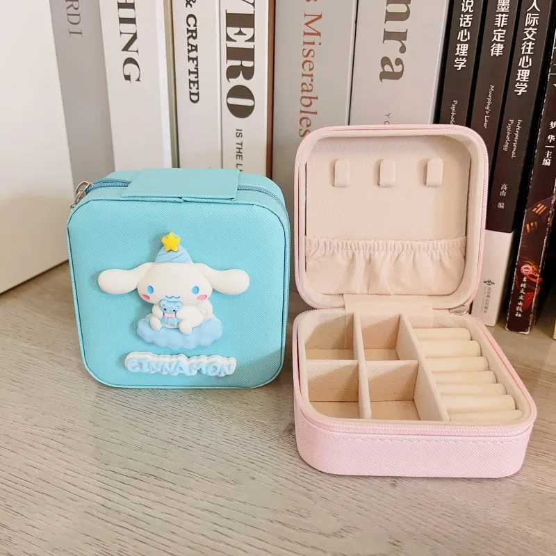 

Милая шкатулка для драгоценностей Hellokittyed Kawaii Anime Sanrio Cinnamoroll My Melody Kuromi мультяшная Милая коробка для хранения ювелирных изделий из искусственной кожи